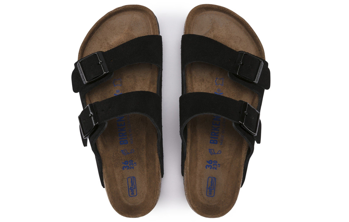 Birkenstock Arizona Soft Footbed Suede Leather - Black, Regular