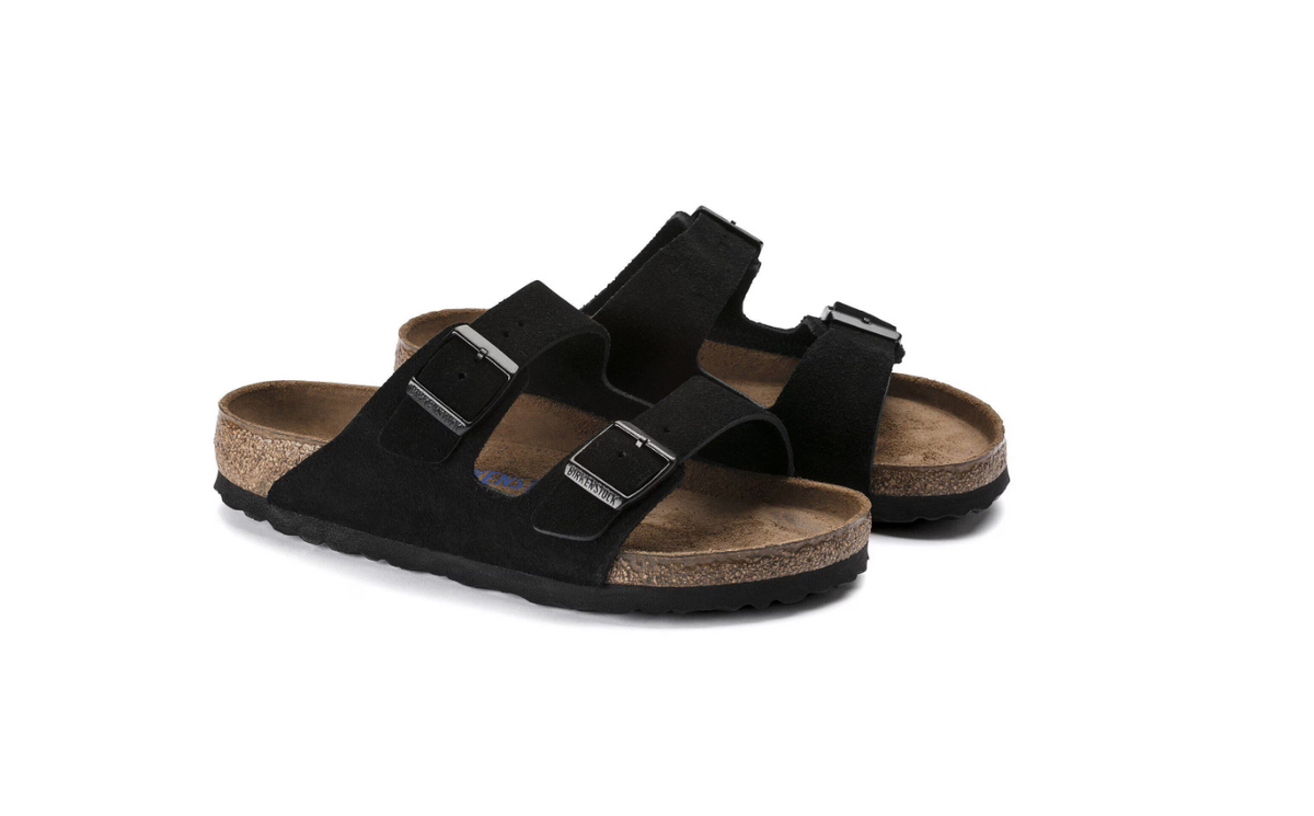 Birkenstock Arizona Soft Footbed Suede Leather - Black, Regular