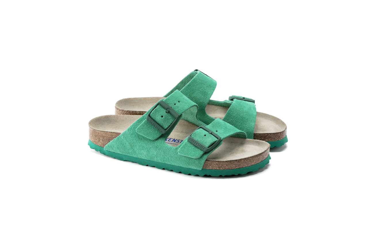 Birkenstock Arizona Soft Footbed Suede Leather Bold Green