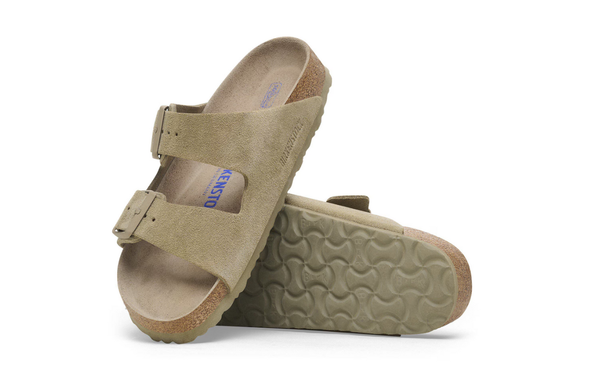 Birkenstock Arizona Soft Footbed Suede Leather Faded - Khaki, Regular