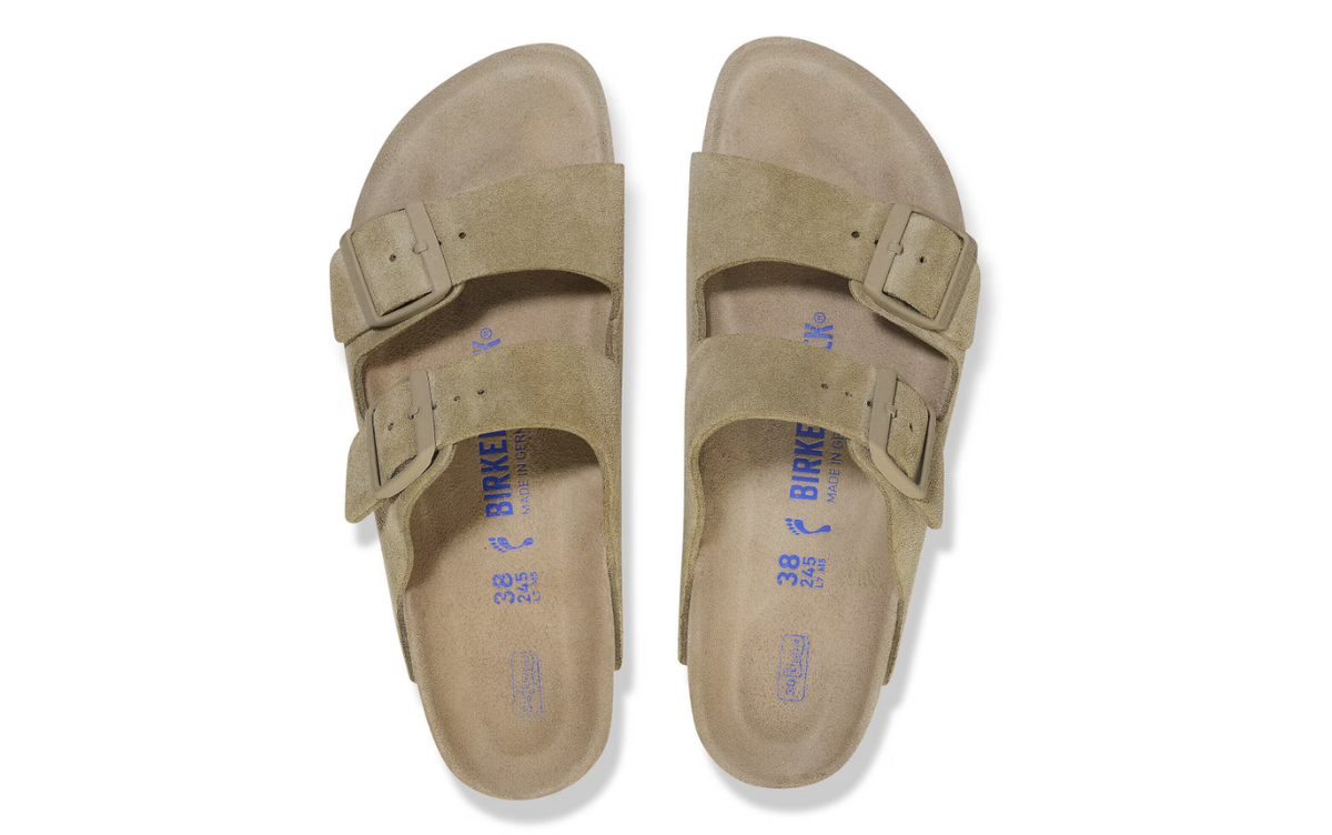 Birkenstock Arizona Soft Footbed Suede Leather Faded - Khaki, Regular
