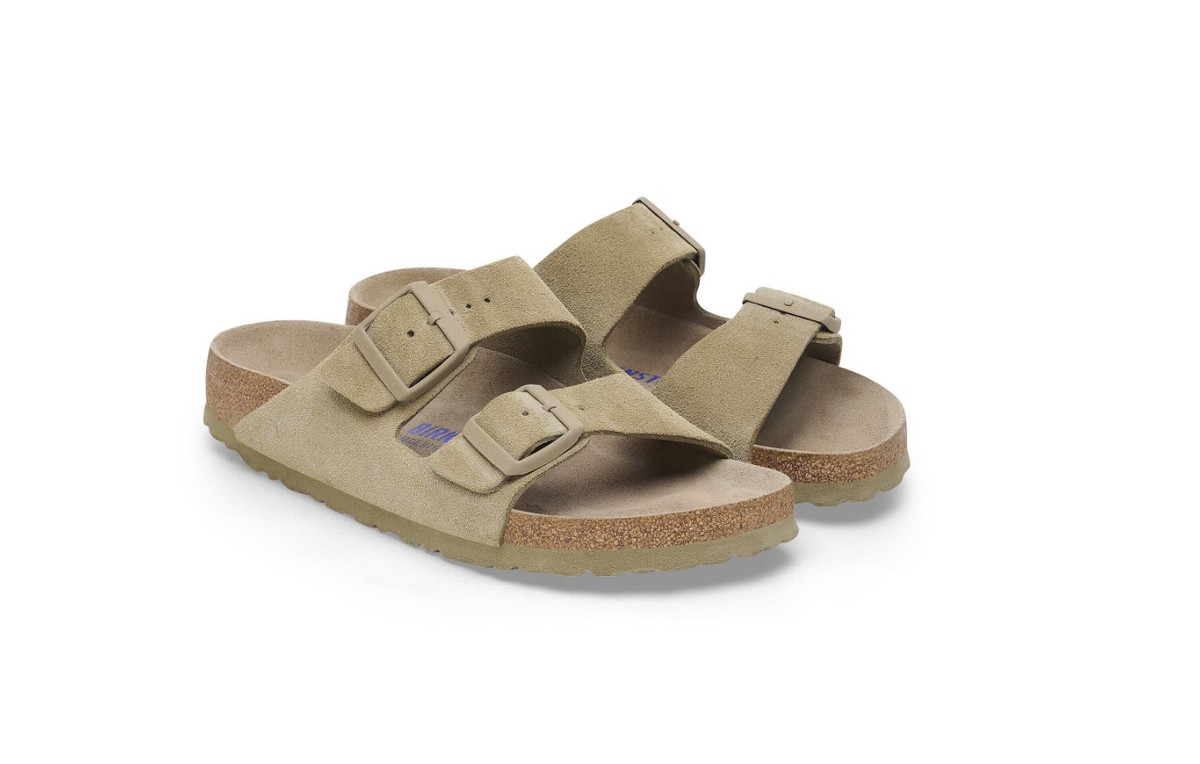 Birkenstock Arizona Soft Footbed Suede Leather Faded - Khaki, Regular