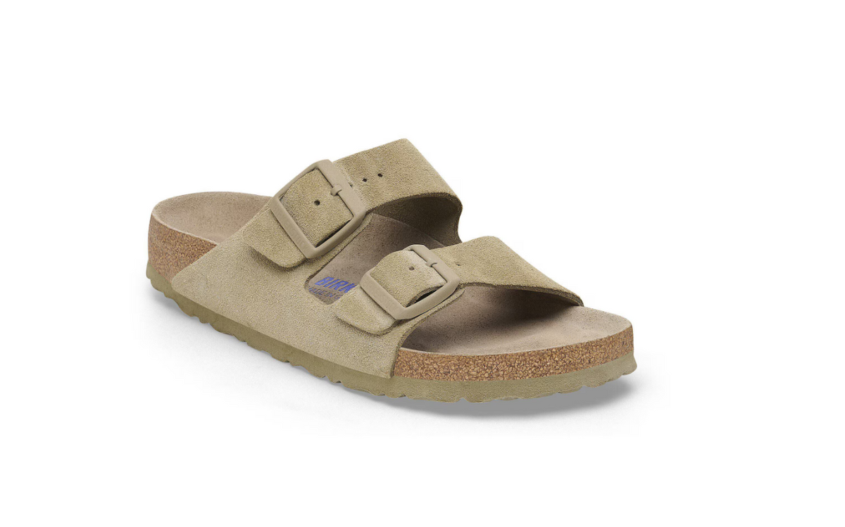 Birkenstock Arizona Soft Footbed Suede Leather Faded - Khaki, Regular