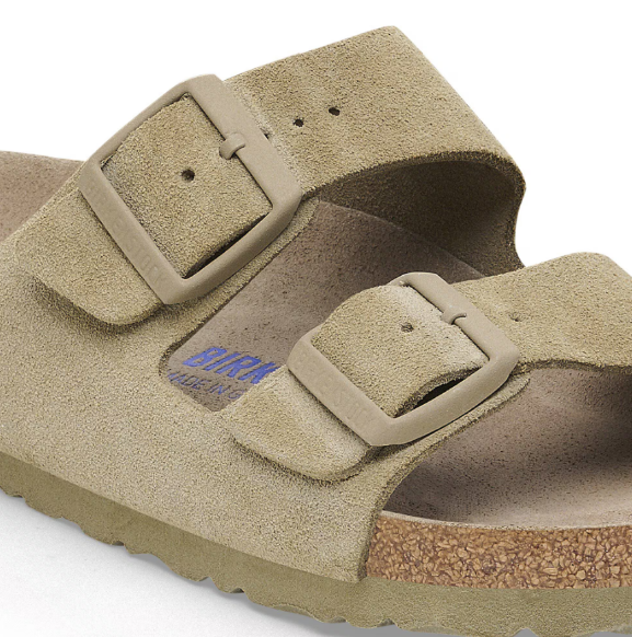 Birkenstock Arizona Soft Footbed Suede Leather Faded - Khaki, Regular