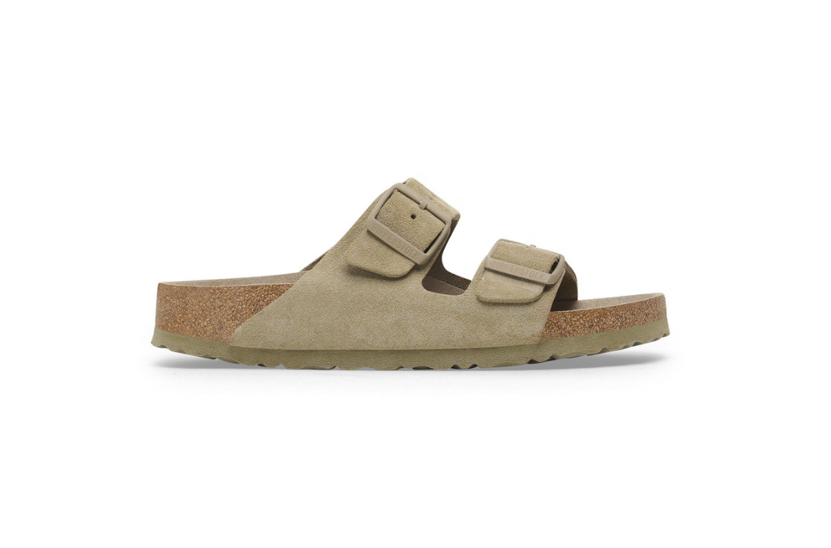 Birkenstock Arizona Soft Footbed Suede Leather Faded - Khaki, Regular