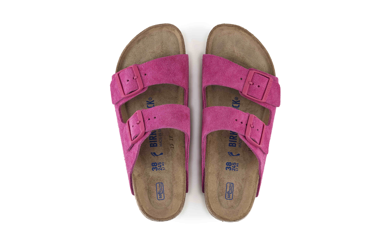 Birkenstock Arizona Soft Footbed Suede Leather Fuchsia Tulip