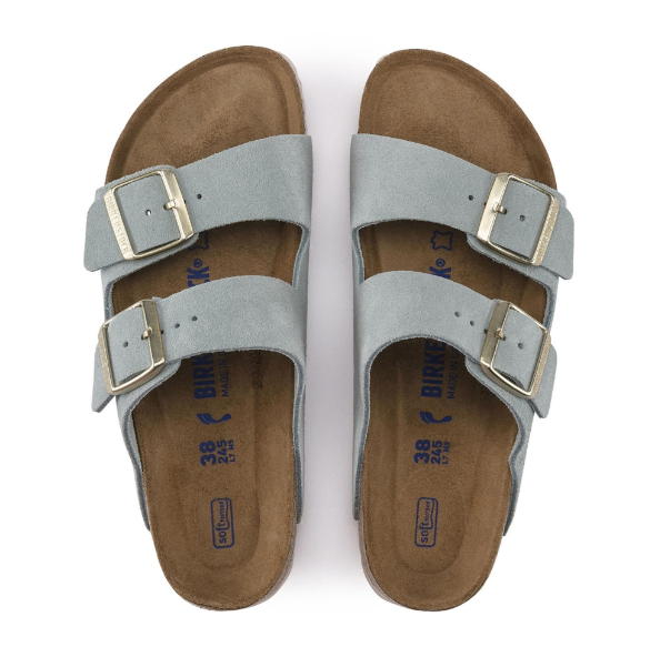 Birkenstock Arizona Soft Footbed Suede Leather - Blue, Narrow