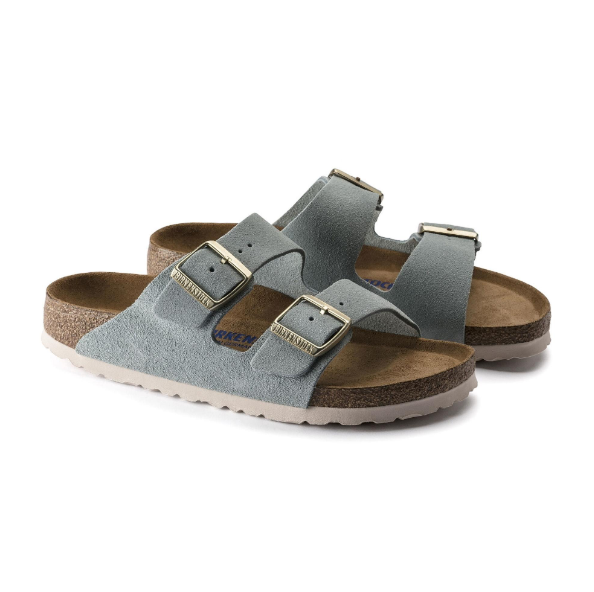 Birkenstock Arizona Soft Footbed Suede Leather - Blue, Narrow