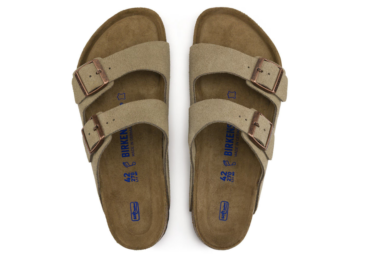 Birkenstock Arizona Soft Footbed Suede Leather - Taupe, Narrow