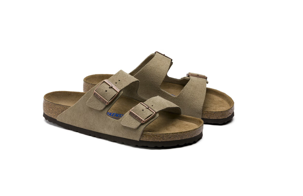 Birkenstock Arizona Soft Footbed Suede Leather - Taupe, Narrow