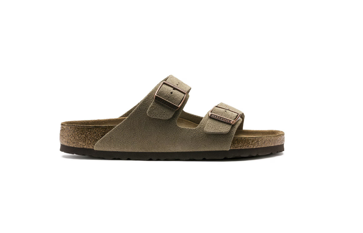 Birkenstock Arizona Soft Footbed Suede Leather - Taupe, Narrow