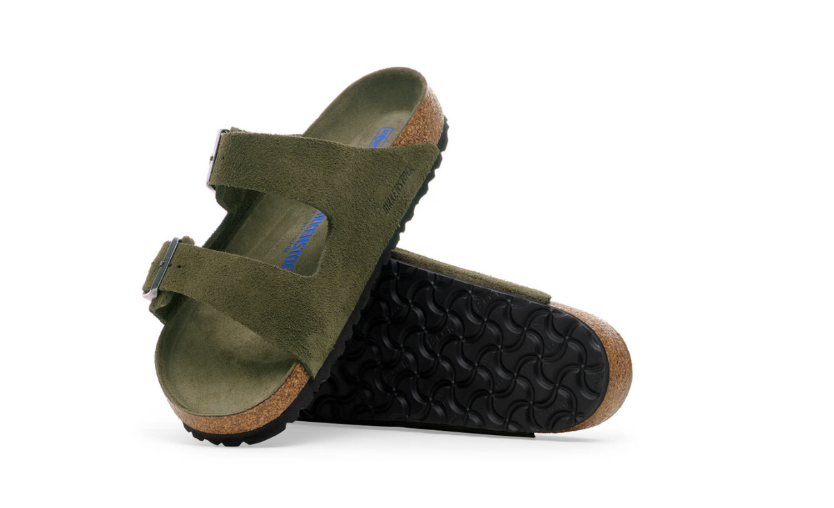 Birkenstock Arizona Soft Footbed Suede Leather Thyme Tonal - Thyme, Narrow