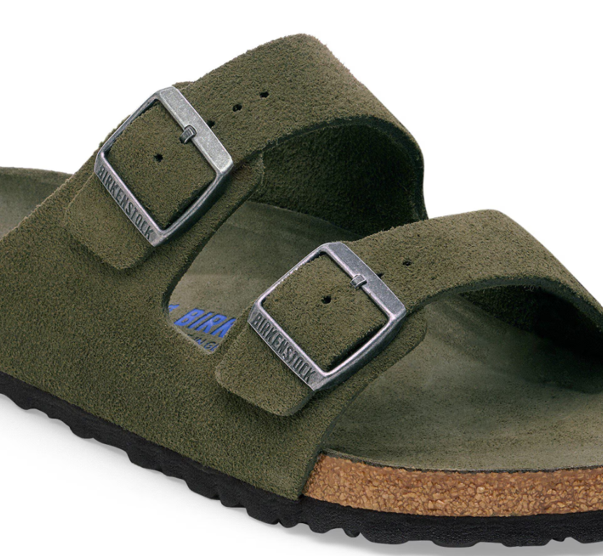 Birkenstock Arizona Soft Footbed Suede Leather Thyme Tonal - Thyme, Narrow