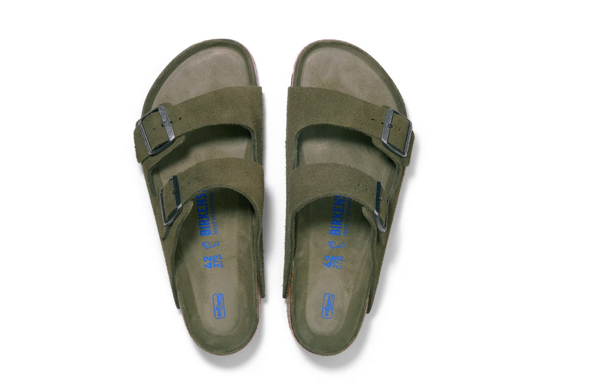Birkenstock Arizona Soft Footbed Suede Leather Thyme Tonal - Thyme, Regular