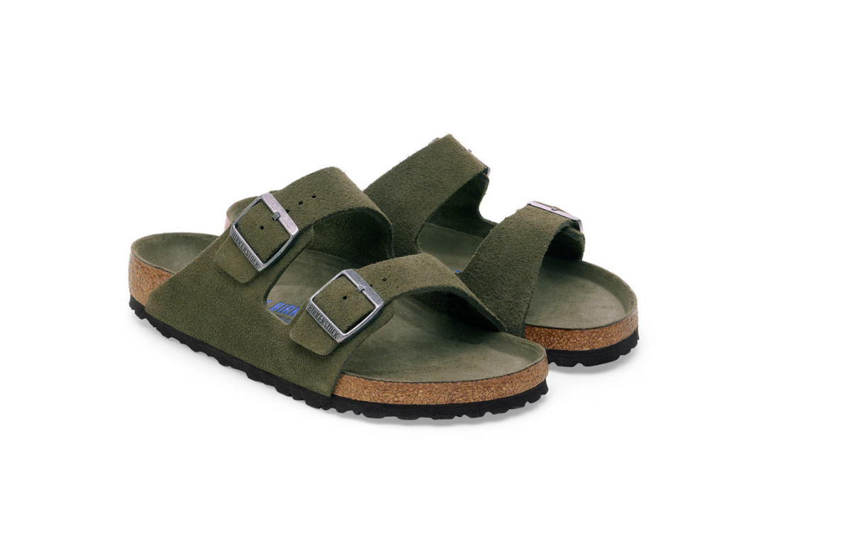 Birkenstock Arizona Soft Footbed Suede Leather Thyme Tonal - Thyme, Regular