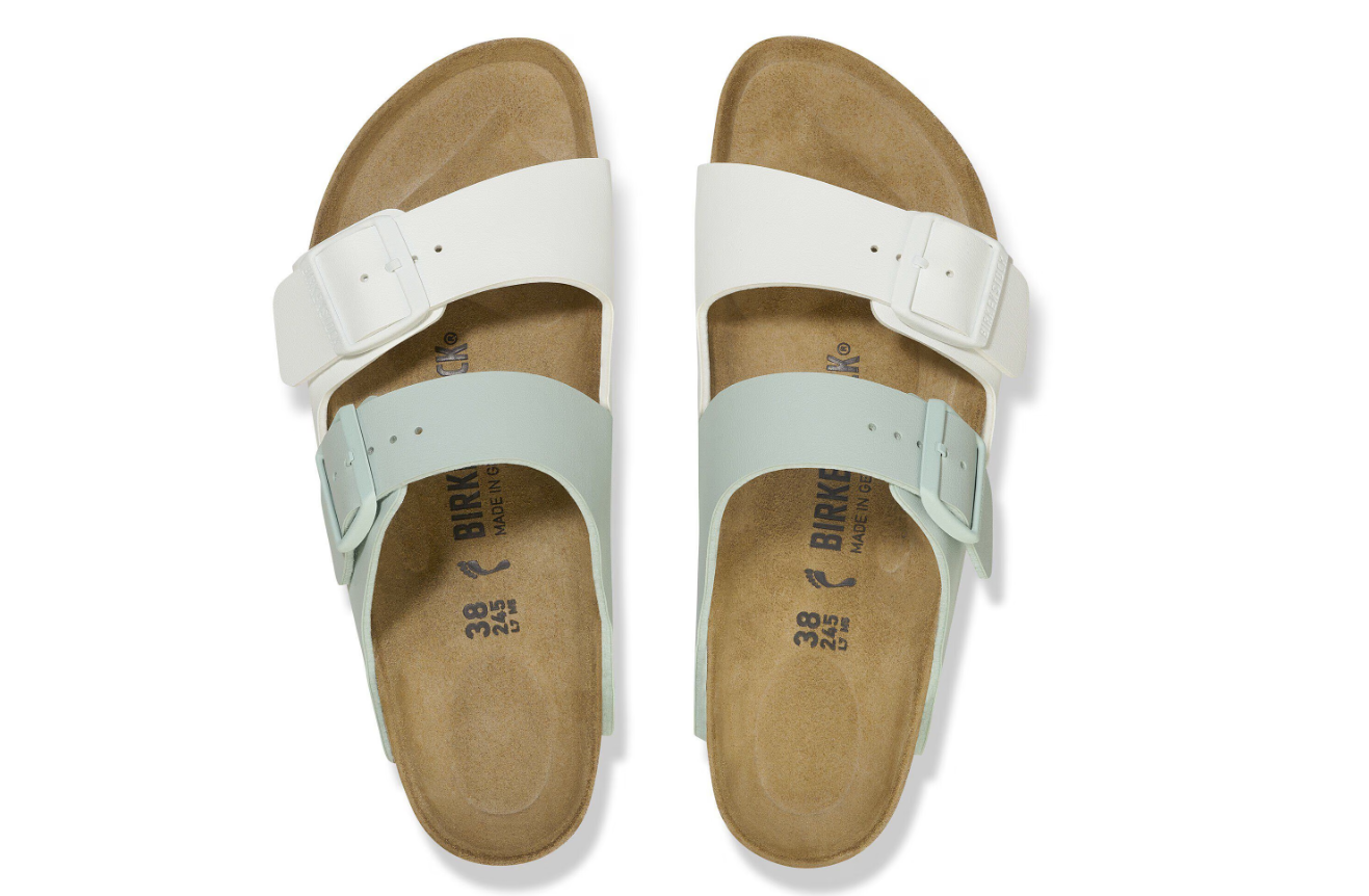 Birkenstock Arizona Split Birko-Flor White Surf Green Sandals