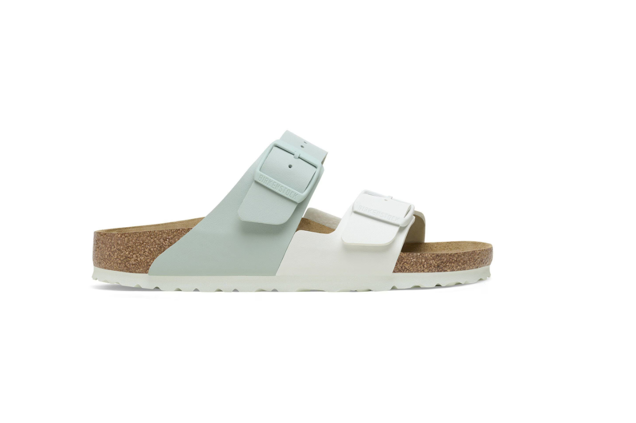 Birkenstock Arizona Split Birko-Flor White Surf Green Sandals