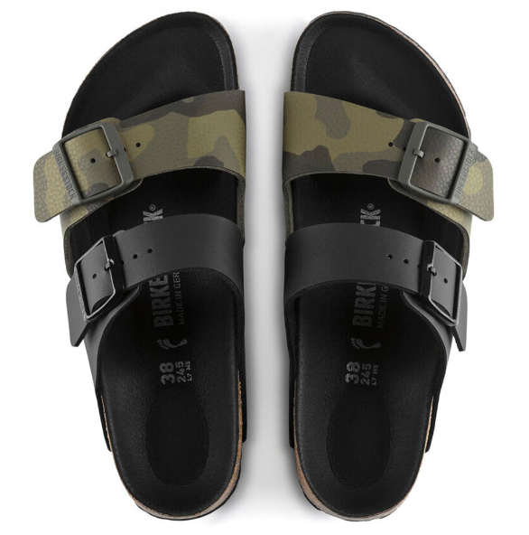 Birkenstock Arizona Split Birko-Flor Black/Desert Soil Camo Green