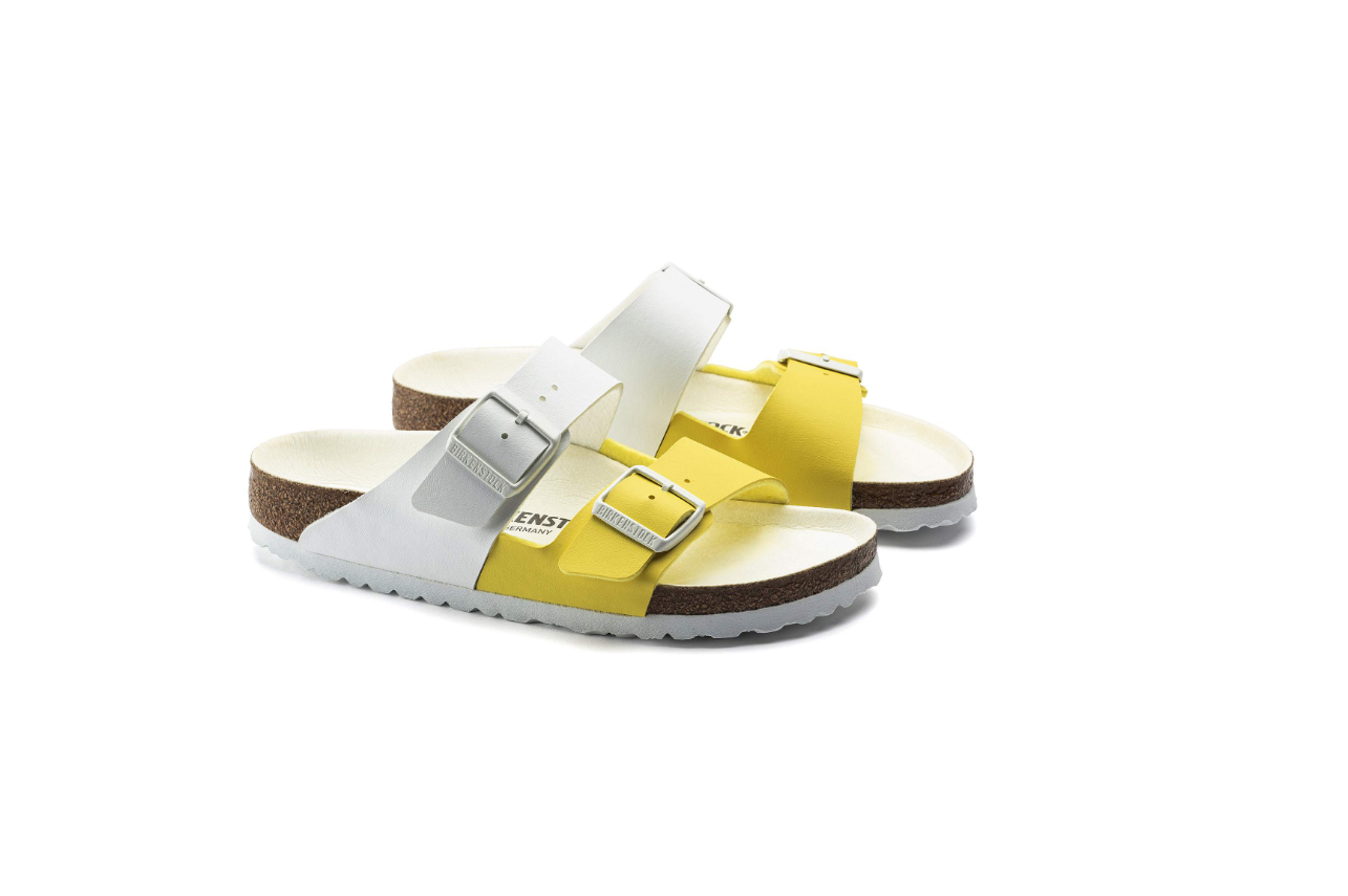 Birkenstock Arizona Split Birko-Flor White/Lime Sour Sandals