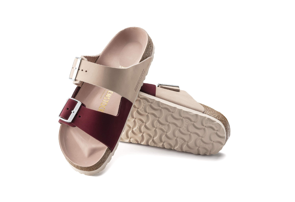 Birkenstock Arizona Split Nubuck Leather Red Maroon Sandals