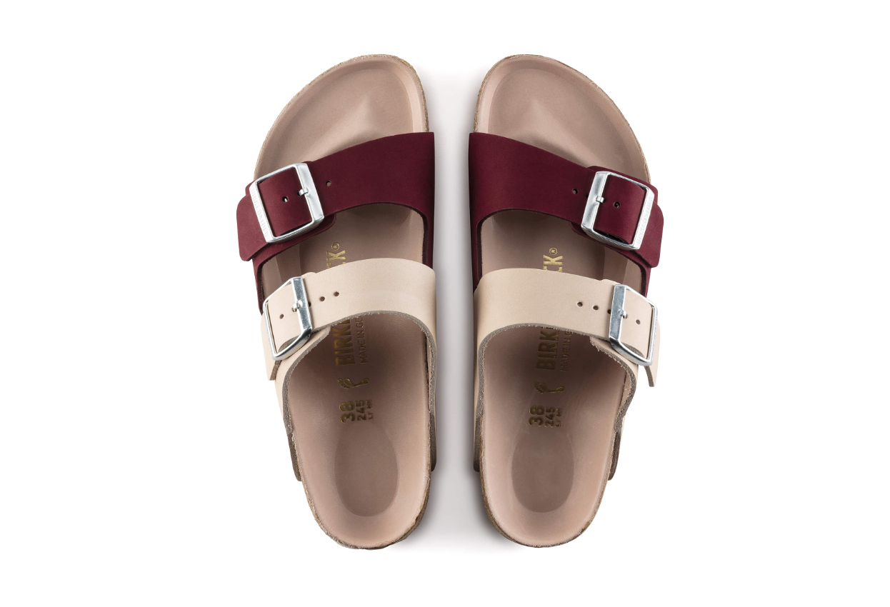 Birkenstock Arizona Split Nubuck Leather Red Maroon Sandals