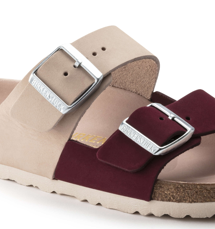 Birkenstock Arizona Split Nubuck Leather Red Maroon Sandals