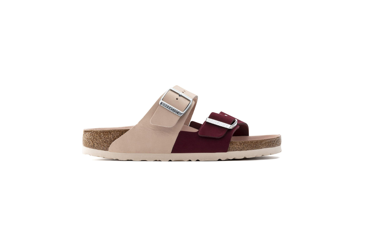Birkenstock Arizona Split Nubuck Leather Red Maroon Sandals