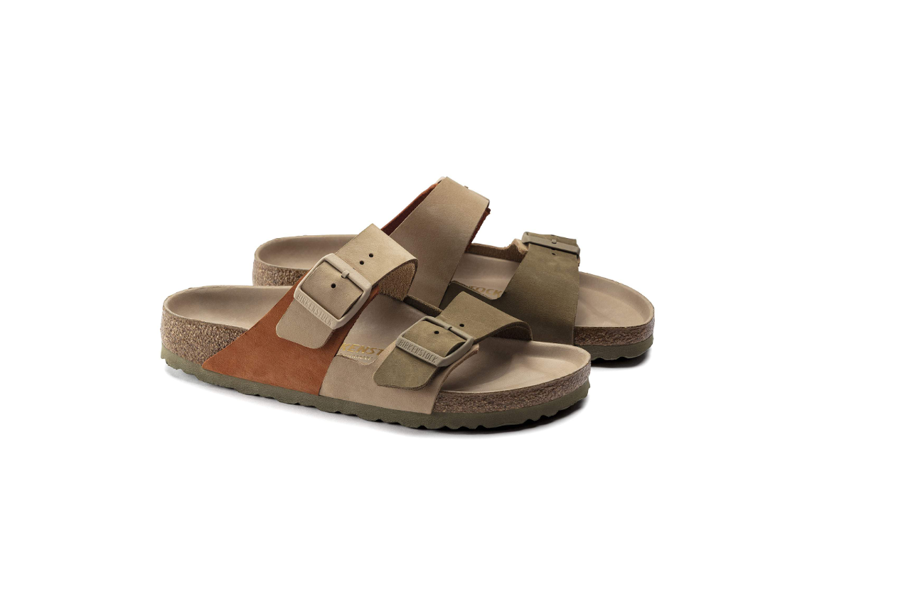 Birkenstock Arizona Split Nubuck Leather Sandcastle Faded Khaki Sandal
