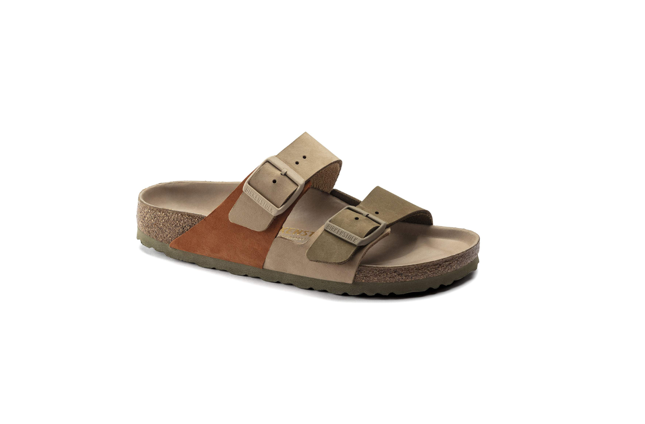 Birkenstock Arizona Split Nubuck Leather Sandcastle Faded Khaki Sandal