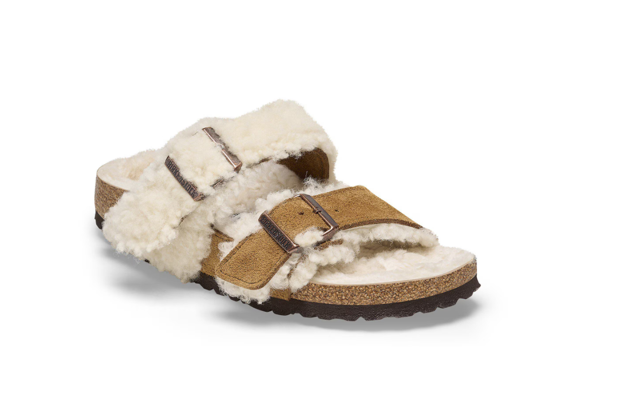 Birkenstock Arizona Teddy Split Suede Leather Fur Mink