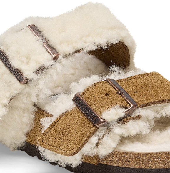 Birkenstock Arizona Teddy Split Suede Leather Fur Mink