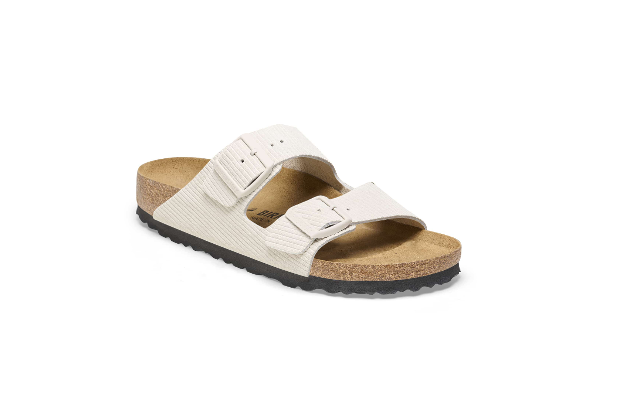 Birkenstock Arizona Suede Embossed Corduroy Antique White