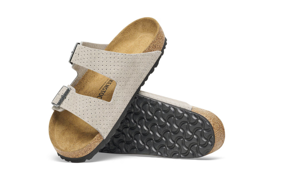 Birkenstock Arizona Suede Embossed Dotted Stone Coin Sandal - Stone Coin, Narrow