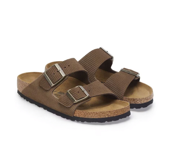 Birkenstock Arizona Embossed Suede Leather Corduroy Dark Tea