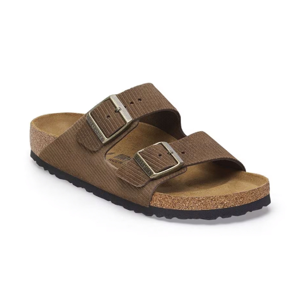 Birkenstock Arizona Embossed Suede Leather Corduroy Dark Tea