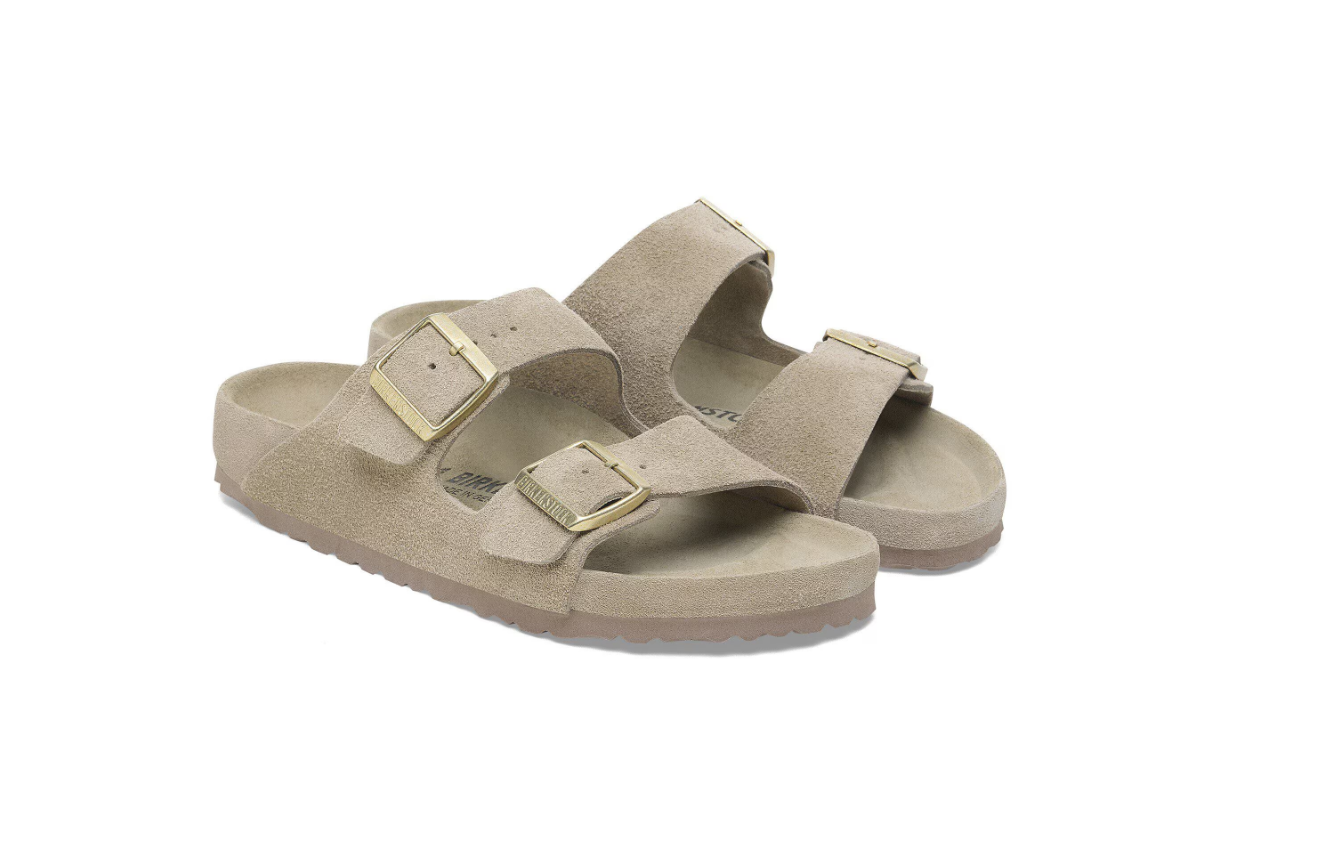 Birkenstock Arizona Exquisite Suede Leather Sandals Allover Taupe