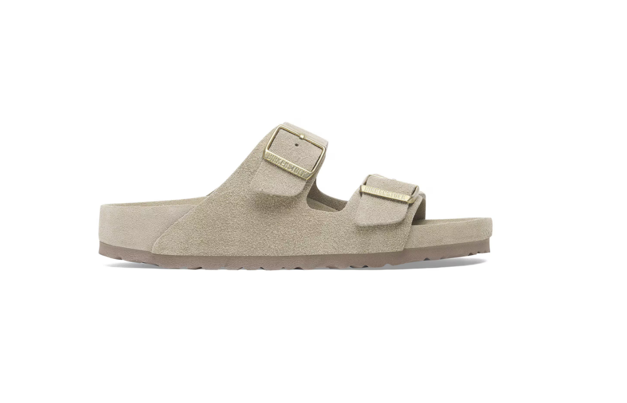 Birkenstock Arizona Exquisite Suede Leather Sandals Allover Taupe