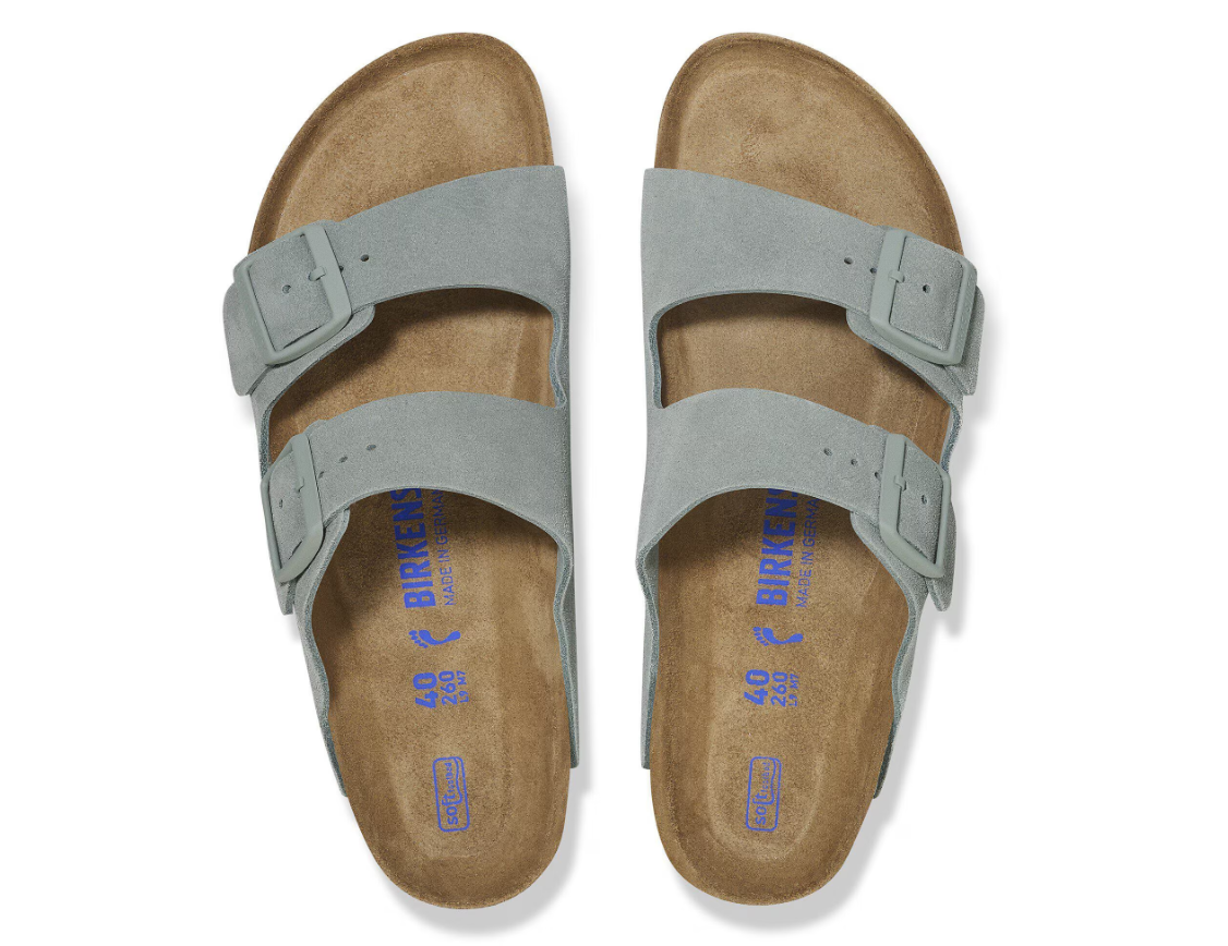 Birkenstock Arizona Soft Footbed Suede Leather Sandals Pure Sage