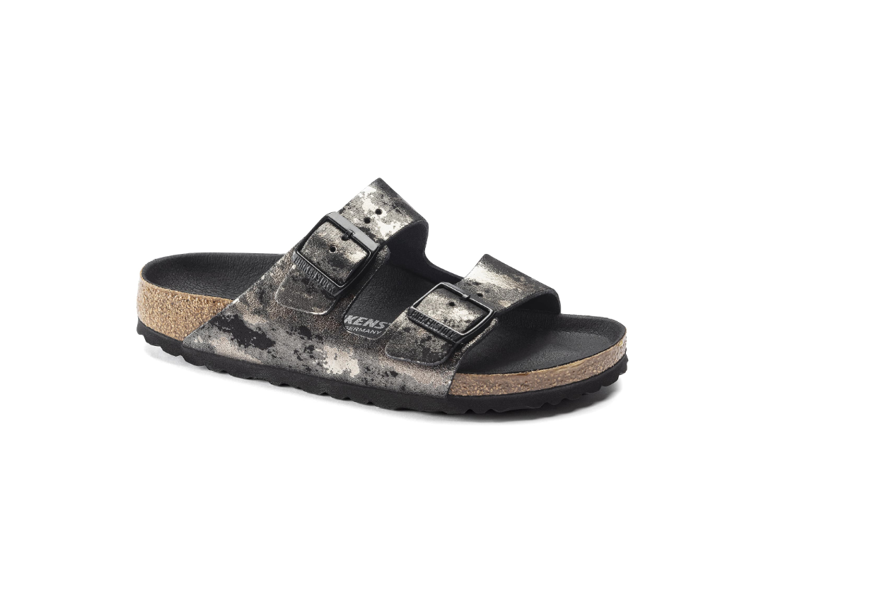 Birkenstock Arizona Suede Leather Vintage Metallic Black Sandals