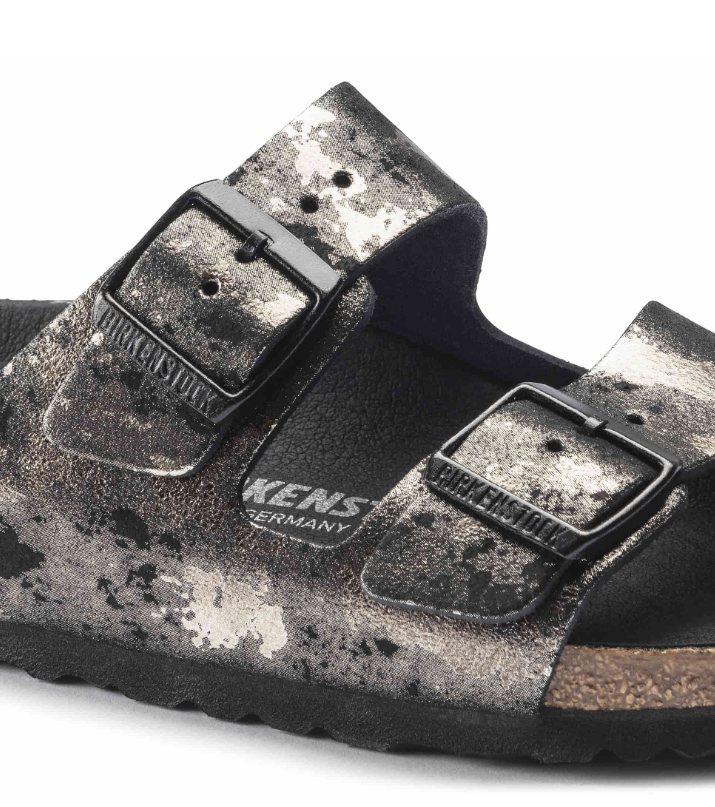 Birkenstock Arizona Suede Leather Vintage Metallic Black Sandals