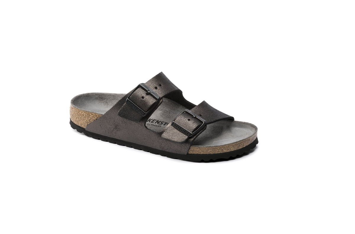 Birkenstock Arizona Suede Leather Washed Metallic Antique - Black, Regular