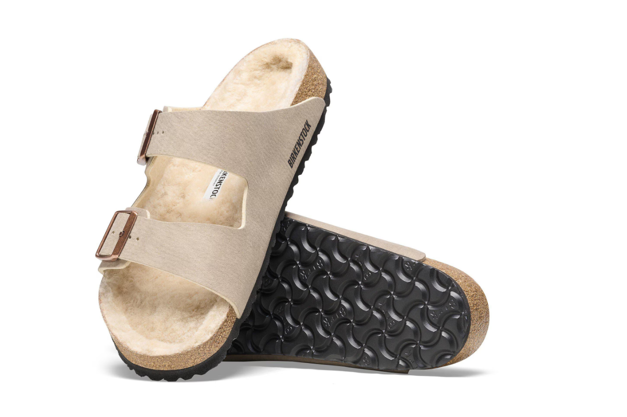 Birkenstock Arizona Shearling Synthetics Desert Dust Gray Taupe