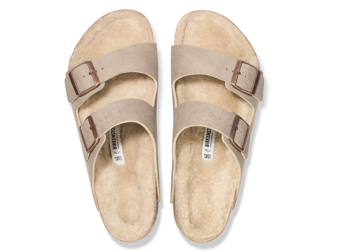 Birkenstock Arizona Shearling Synthetics Desert Dust Gray Taupe