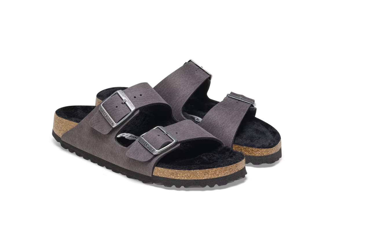 Birkenstock Arizona Shearling Synthetics Desert Dust Black