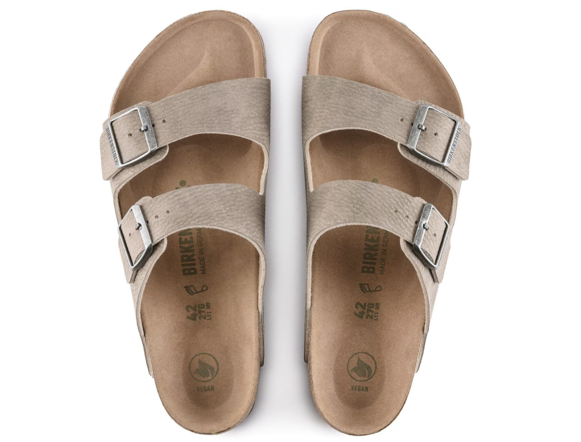 Birkenstock Arizona Vegan Sandals Desert Dust Gray Taupe