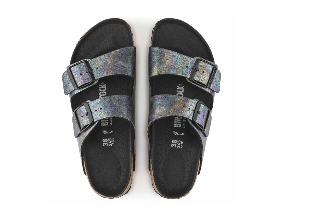 Birkenstock Arizona Vegan Microfiber Iridescent Black Sandals