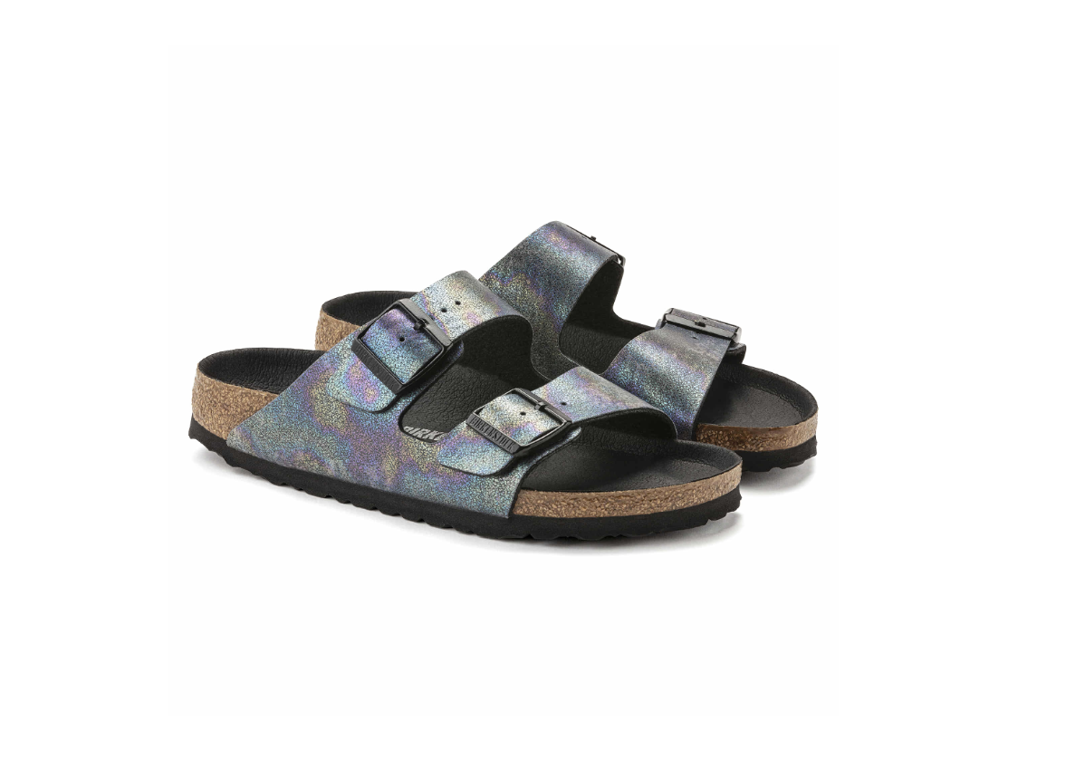 Birkenstock Arizona Vegan Microfiber Iridescent Black Sandals