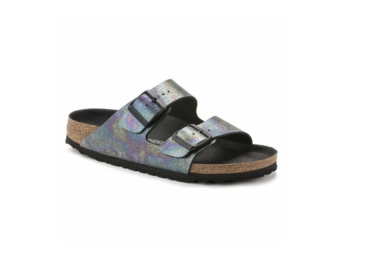 Birkenstock Arizona Vegan Microfiber Iridescent Black Sandals