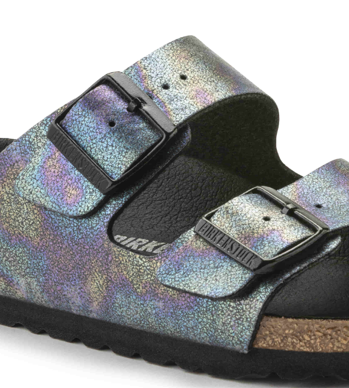 Birkenstock Arizona Vegan Microfiber Iridescent Black Sandals