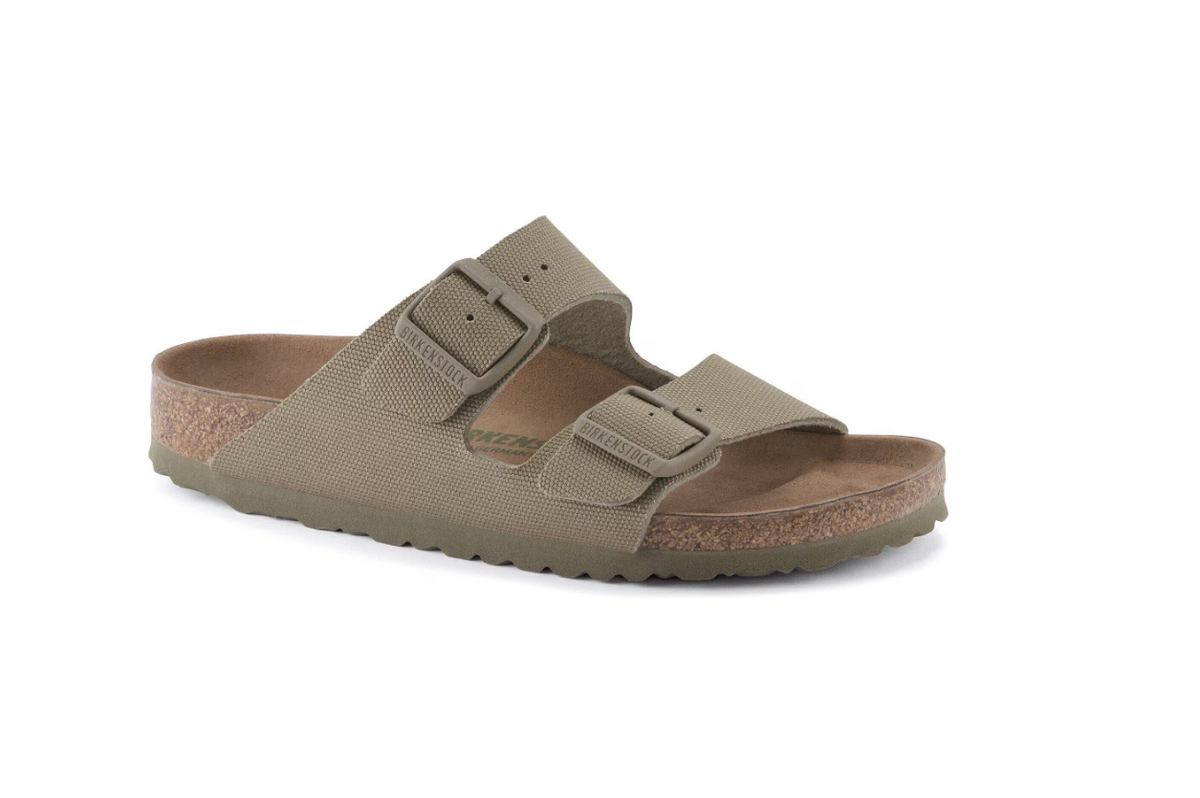 Birkenstock Arizona Vegan Textile Faded Khaki Sandals - Khaki, Regular